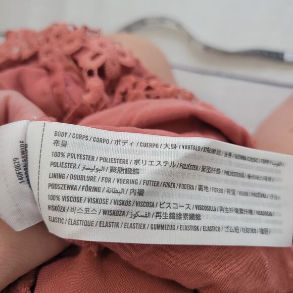 Abercrombie & Fitch Size L Lace Overlay Babydoll Floral Crop Top - Picture 9 of 9